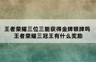 王者荣耀三位三能获得金牌银牌吗 王者荣耀三冠王有什么奖励